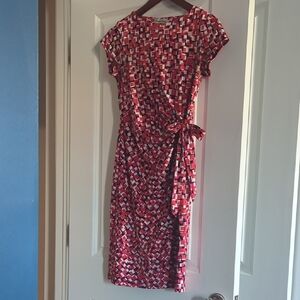 Shelby & Palmer Red and Black Patterned Midi Dress